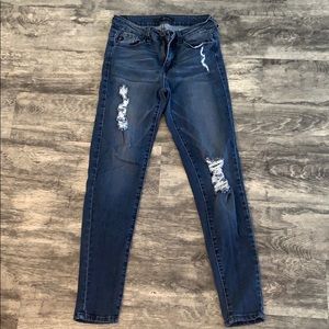 Medium wash distressed jeans